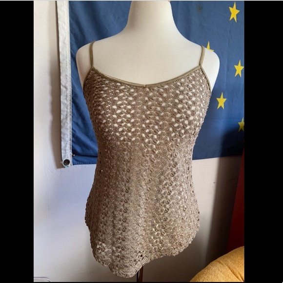 BKE Tops - BKE Boutique gold lace sparkle tank - sz S